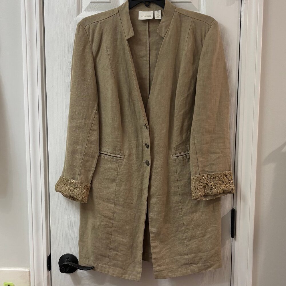 Chico's Women's Linen Lace Blazer Jacket